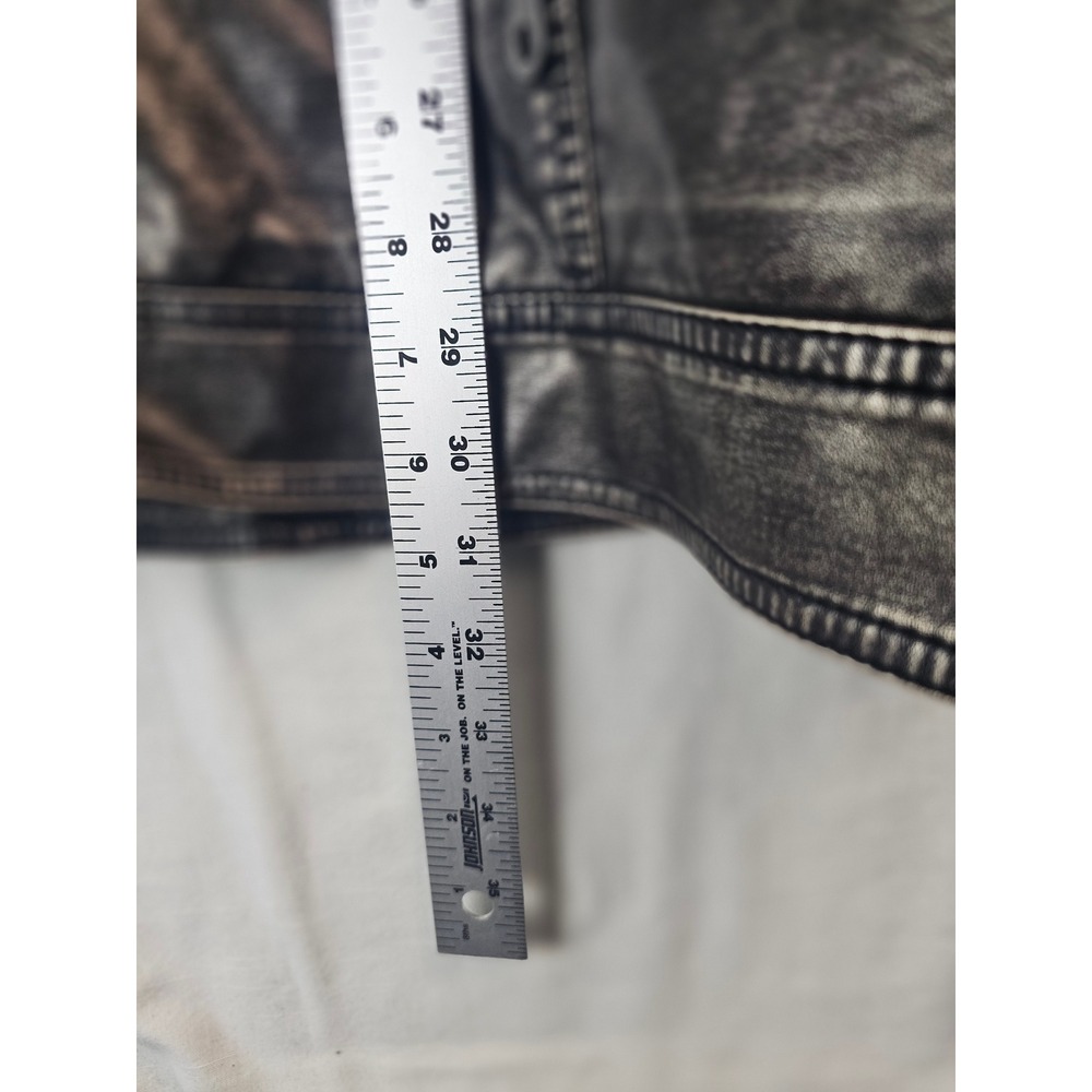 Machine Type Field Apparel Mens XXL Faux Leather Moto Jacket Metallic Pewter Zip - Picture 7 of 14